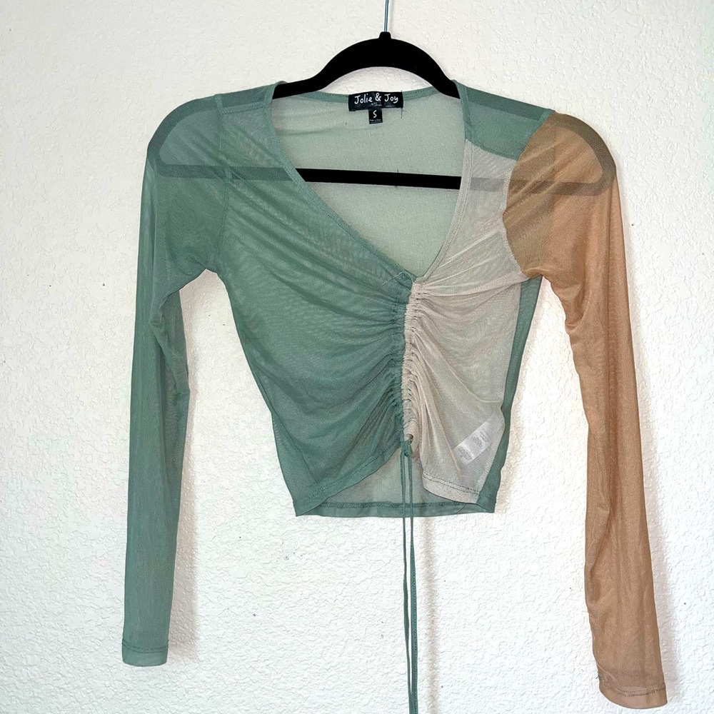 Colorful mesh top with drawstrings